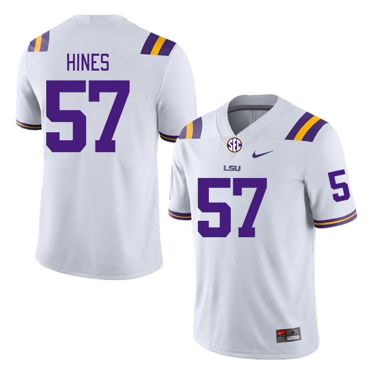 LSU Tigers #57 Chasen Hines College Football Jerseys Stitched Sale-White